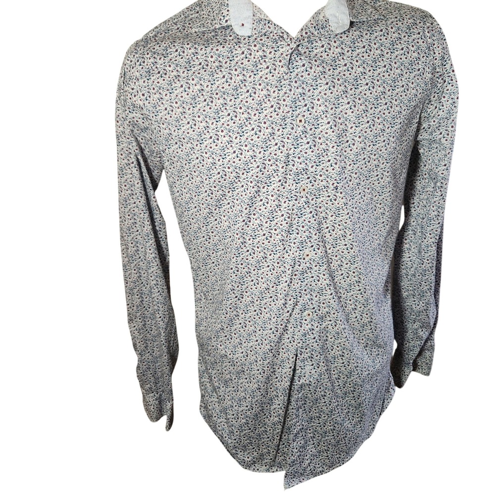 GRAFTON Men's Slim Fit Floral Print Button Down Shirt M‎